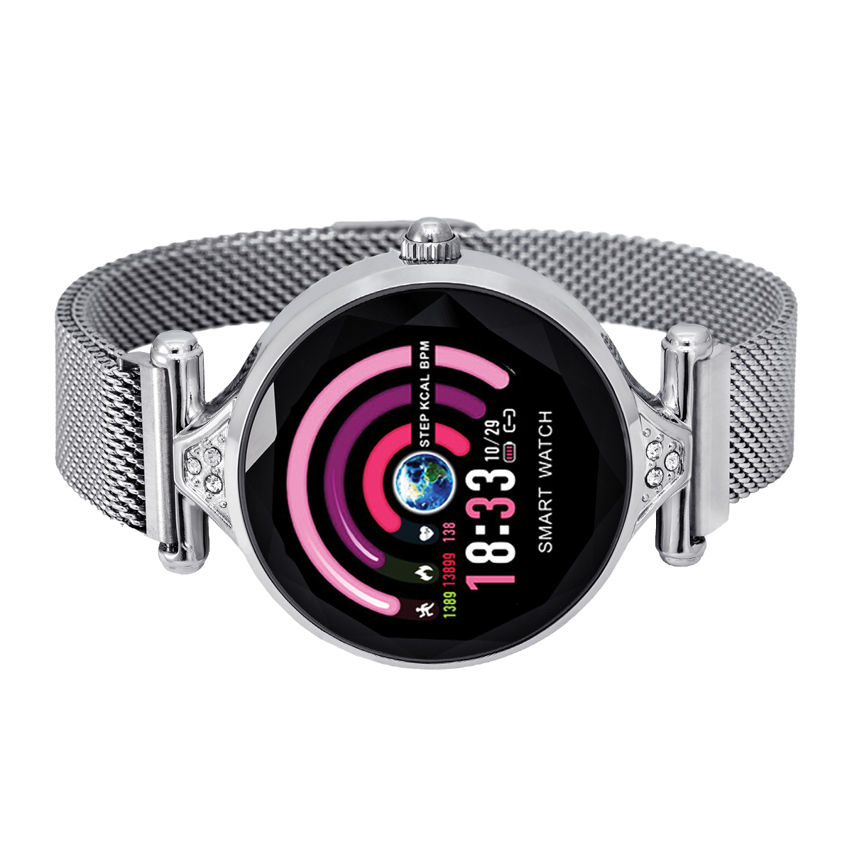 smartwatch damski srebrny